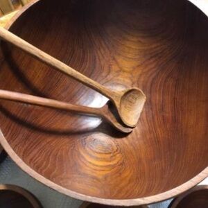 Vintage Handmade Teak Wood Set of Utensils/salad tongs